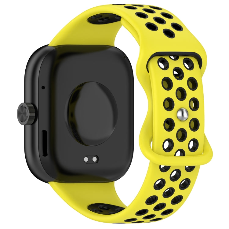 For Redmi Watch 4 Dual Color Perforated Silicone Watch Band(Yellow Black) - Watch Bands by buy2fix | Online Shopping UK | buy2fix