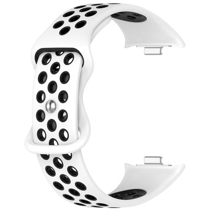 For Redmi Watch 4 Dual Color Perforated Silicone Watch Band(White Blak) - Watch Bands by buy2fix | Online Shopping UK | buy2fix