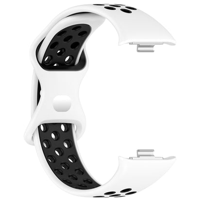 For Redmi Watch 4 Dual Color Perforated Silicone Watch Band(White Blak) - Watch Bands by buy2fix | Online Shopping UK | buy2fix