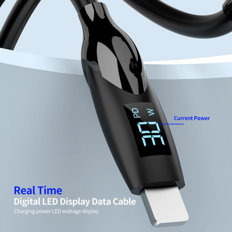 ENKAY PD30W Type-C to 8 Pin Fast Charging Data Silicone Cable with LED Display, Length:2m(Black) - 2 in 1 Cable by ENKAY | Online Shopping UK | buy2fix