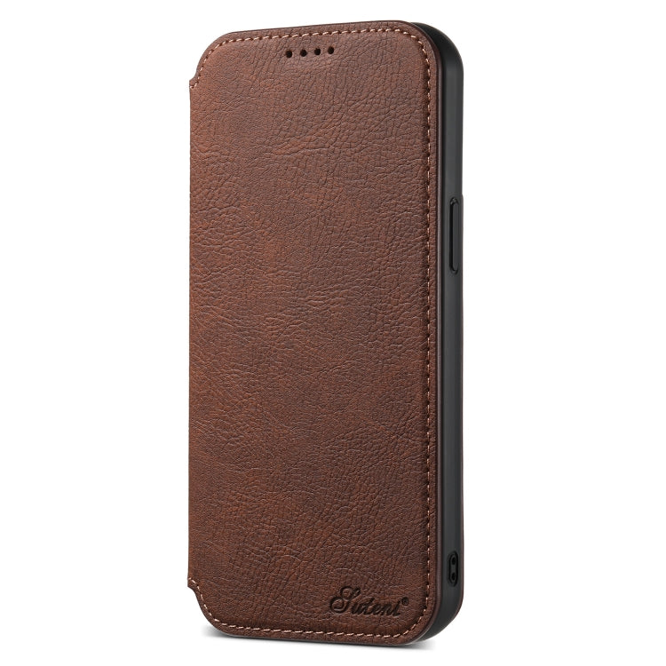 For iPhone 15 Suteni J06 Retro Matte Litchi Texture Leather Magnetic Magsafe Phone Case(Brown) - iPhone 15 Cases by Suteni | Online Shopping UK | buy2fix