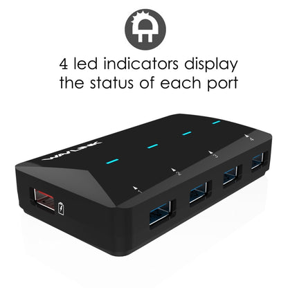 WAVLINK WL-UH3042P1 2.4A Fast Charging Adapter for Keyboard Mouse 4-Port USB3.0 HUB(AU Plug) - USB 3.0 HUB by WAVLINK | Online Shopping UK | buy2fix