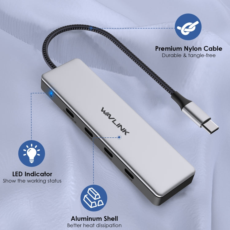 WAVLINK WL-UHP3411 10G Data Transfer Hub 4-in-1 Type-C to 4 USB-C 3.2 Gen2 Ports Adapter - USB HUB by WAVLINK | Online Shopping UK | buy2fix