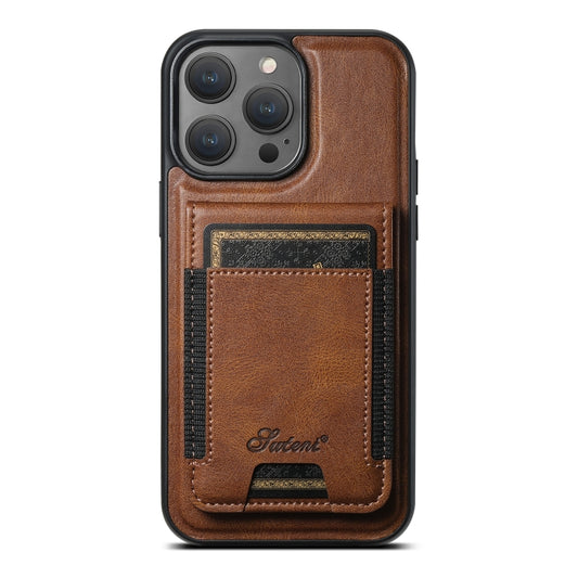 For iPhone 13 Pro Suteni H17 Oil Eax Leather MagSafe Detachable Wallet Phone Case(Brown) - iPhone 13 Pro Cases by Suteni | Online Shopping UK | buy2fix