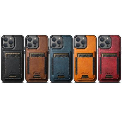 For iPhone 15 Plus Suteni H17 Oil Eax Leather MagSafe Detachable Wallet Phone Case(Black) - iPhone 15 Plus Cases by Suteni | Online Shopping UK | buy2fix