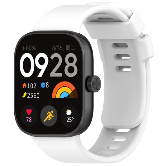 For Redmi Watch 4 Solid Color Silicone Sports Watch Band(White) - Watch Bands by buy2fix | Online Shopping UK | buy2fix