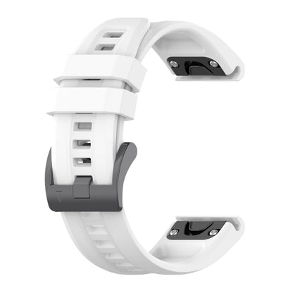 For Garmin Fenix 7 Solar / Sapphire Solar Solid Color Black Buckle Silicone Quick Release Watch Band(White) - Watch Bands by buy2fix | Online Shopping UK | buy2fix