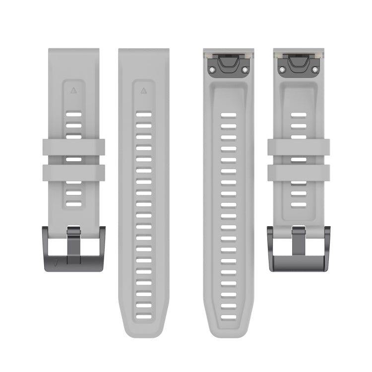 For Garmin Fenix 5 / Fenix 5 Plus Solid Color Black Buckle Silicone Quick Release Watch Band(Gray) - Watch Bands by buy2fix | Online Shopping UK | buy2fix