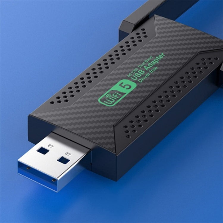 For Desktop PC Laptop Dual Band Driver-Free USB3.0 5G 1200Mbps WiFi Wireless Adapter - USB Network Adapter by buy2fix | Online Shopping UK | buy2fix