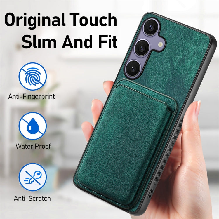 For Samsung Galaxy S25 5G Retro Leather Card Bag Magnetic Phone Case(Green) - Galaxy S25 5G Cases by buy2fix | Online Shopping UK | buy2fix