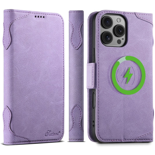 For iPhone 16 Pro Max SUTENI J07 Multifunctional Horizontal Flip Magsafe Leather Phone Case(Purple) - iPhone 16 Pro Max Cases by Suteni | Online Shopping UK | buy2fix