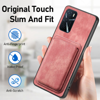 For OPPO A57 4G Retro Leather Card Bag Magnetic Phone Case(Pink) - OPPO Cases by buy2fix | Online Shopping UK | buy2fix