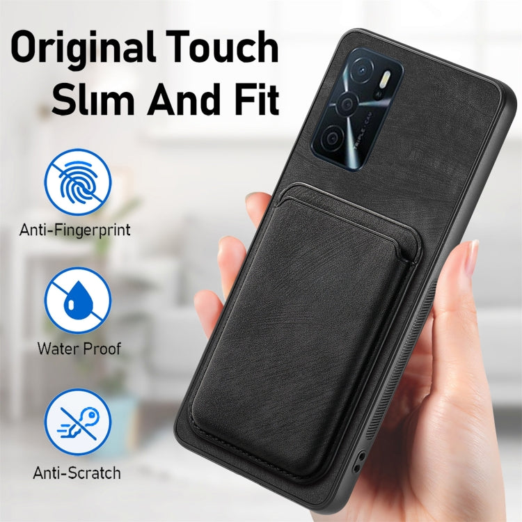 For OPPO Reno8 Pro 5G Retro Leather Card Bag Magnetic Phone Case(Black) - OPPO Cases by buy2fix | Online Shopping UK | buy2fix