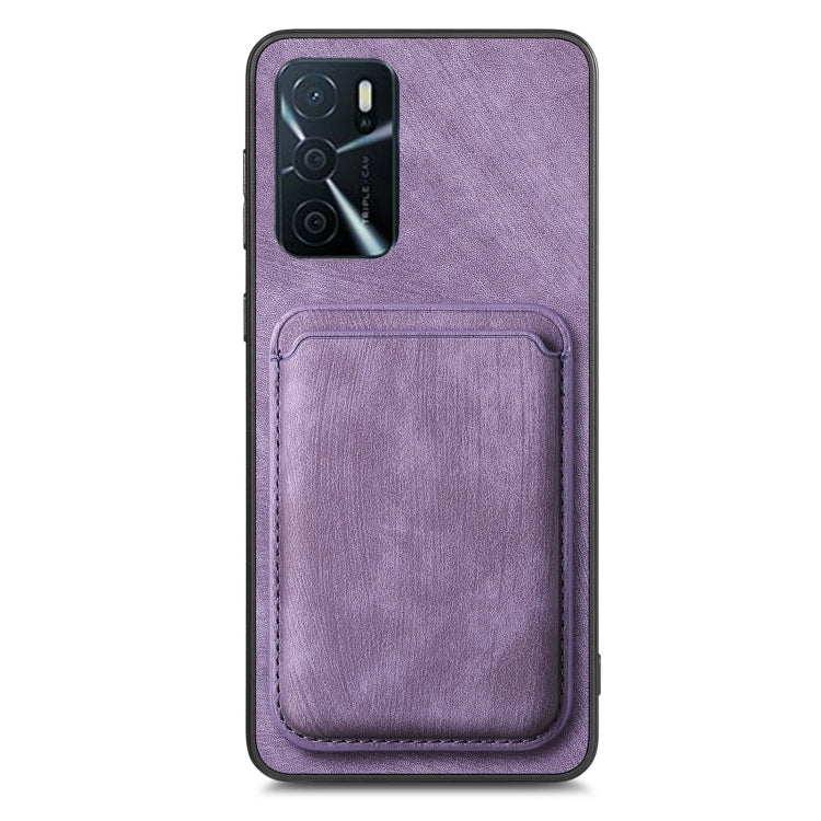 For OPPO A79 5G Retro Leather Card Bag Magnetic Phone Case(Purple) - OPPO Cases by buy2fix | Online Shopping UK | buy2fix