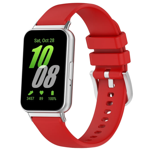For Samsung Galaxy Fit 3 SM-R390 Metal Connector Liquid Glossy Silicone Watch Band(Red) - Watch Bands by buy2fix | Online Shopping UK | buy2fix