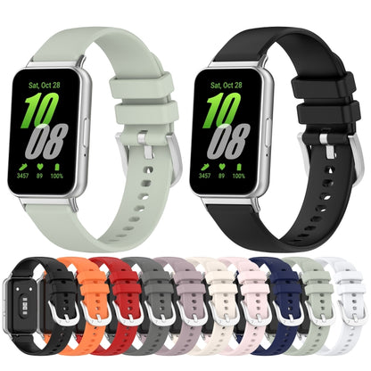 For Samsung Galaxy Fit 3 SM-R390 Metal Connector Liquid Glossy Silicone Watch Band(White) - Watch Bands by buy2fix | Online Shopping UK | buy2fix