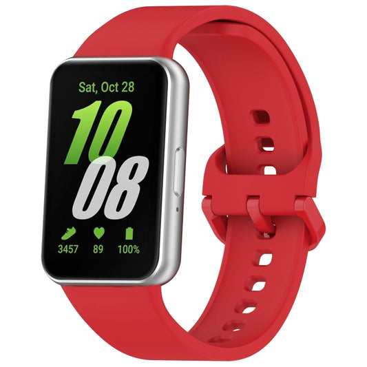 For Samsung Galaxy Fit 3 Solid Color Colorful Buckle Silicone Watch Band(Red) - Watch Bands by buy2fix | Online Shopping UK | buy2fix