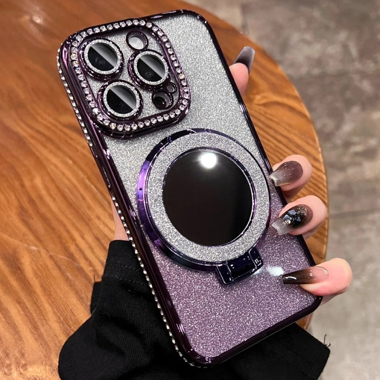 For iPhone 14 Pro Max MagSafe Rhinestone Mirror Glitter TPU Phone Case(Night Purple) - iPhone 14 Pro Max Cases by buy2fix | Online Shopping UK | buy2fix