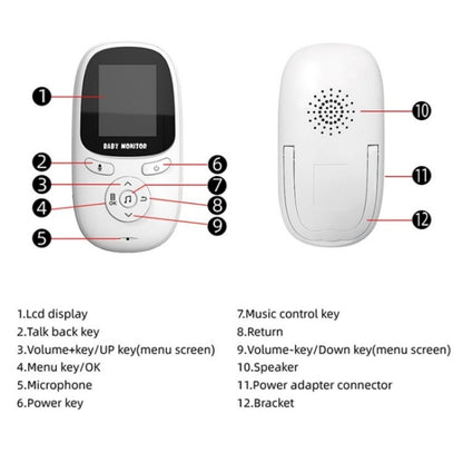 R306 Room Temperature Monitor Intercom Camera 2.0-inch Night Vision Wireless Baby Monitor(UK Plug) - Baby Monitor by buy2fix | Online Shopping UK | buy2fix