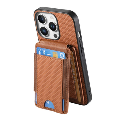 For iPhone 16 Pro Max Carbon Fiber Vertical Flip Wallet Stand Phone Case(Brown) - More iPhone Cases by buy2fix | Online Shopping UK | buy2fix