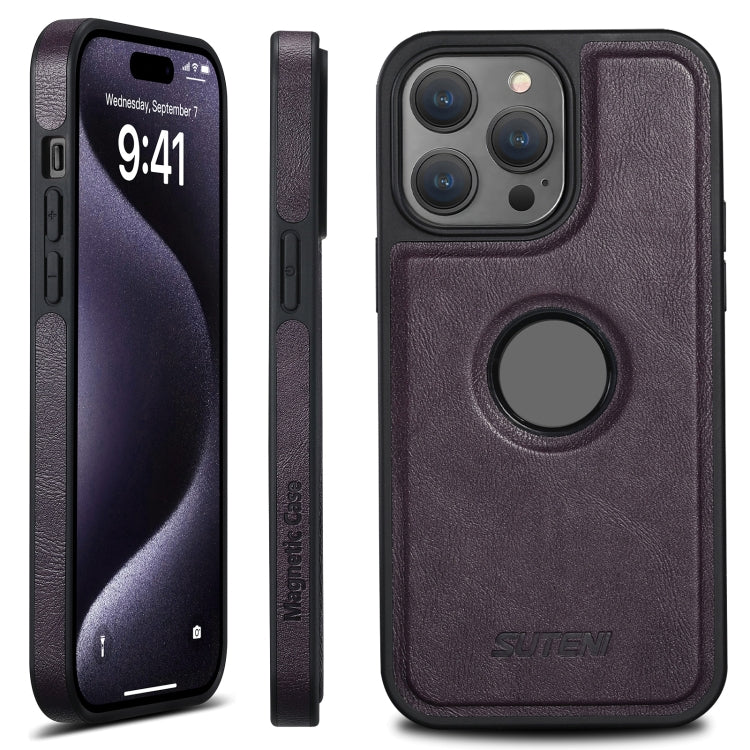 For iPhone 15 Pro Suteni G1 Magsafe Leather Back Phone Case(Purple) - iPhone 15 Pro Cases by Suteni | Online Shopping UK | buy2fix