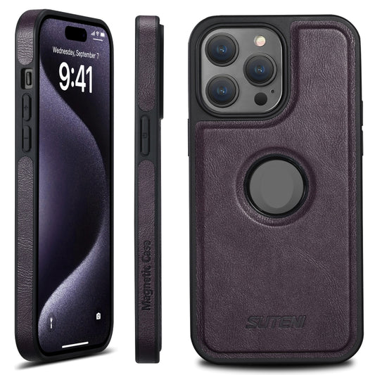 For iPhone 16 Pro Max Suteni G1 Magsafe Leather Back Phone Case(Purple) - iPhone 16 Pro Max Cases by Suteni | Online Shopping UK | buy2fix