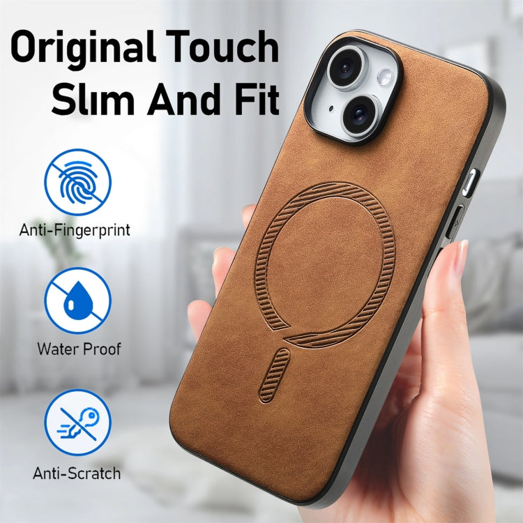 For iPhone 12 Pro Solid Color Retro Magsafe PU Back Cover Phone Case(Brown) - More iPhone Cases by buy2fix | Online Shopping UK | buy2fix