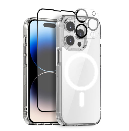 For iPhone 14 Pro NORTHJO 3 in 1 Magsafe Clear Phone Case with Screen Film + Rear Lens Film - iPhone 14 Pro Tempered Glass by NORTHJO | Online Shopping UK | buy2fix