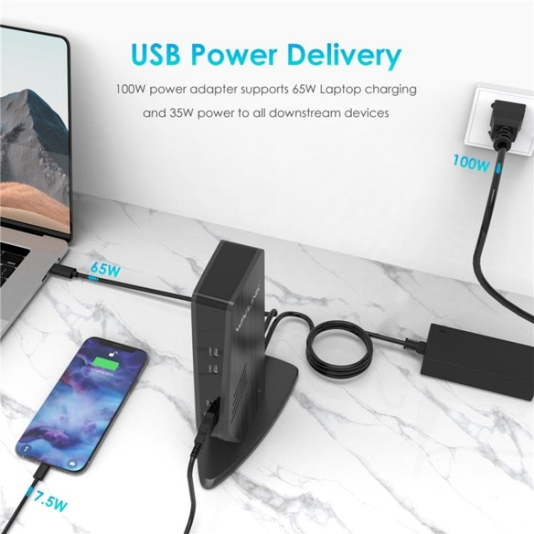 WAVLINK UG69PD5 USB-C HD 60Hz Monitor Adapter Dual 4K Display Docking Station, Plug:EU Plug - USB HUB by WAVLINK | Online Shopping UK | buy2fix