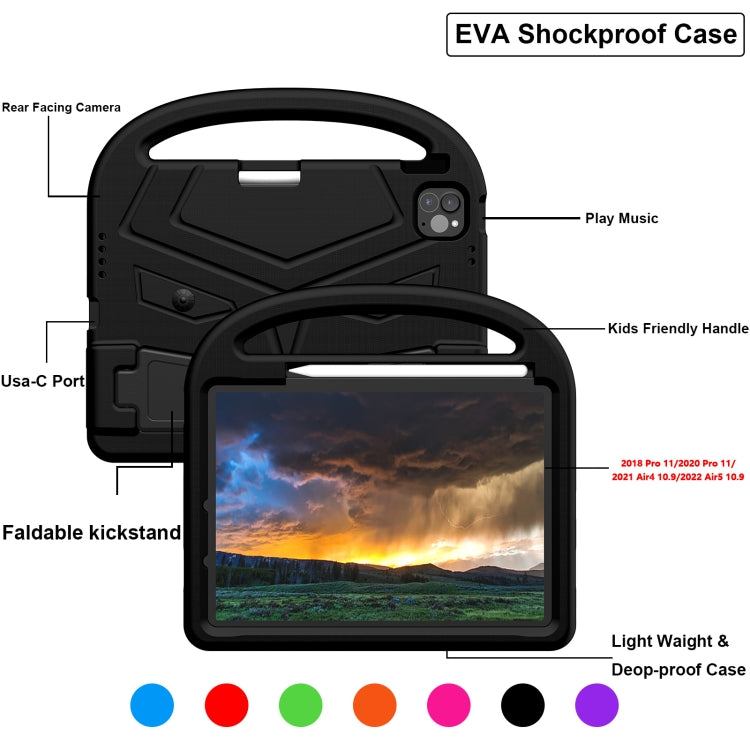 For iPad Pro 11 2024 Sparrow Style Shockproof Kickstand EVA Tablet Case(Black) - iPad Pro 11 2024 Cases by buy2fix | Online Shopping UK | buy2fix