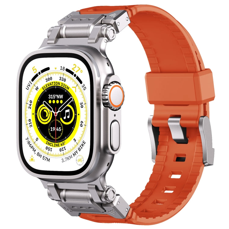 For  Apple Watch Series 9 45mm Silicone Armor Mecha Head Watch Band(Orange) - Watch Bands by buy2fix | Online Shopping UK | buy2fix