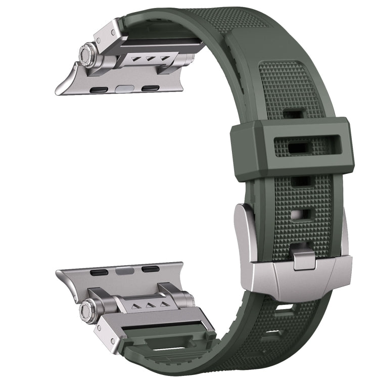 For Apple Watch Series 6 44mm Silicone Armor Mecha Head Watch Band(Green) - Watch Bands by buy2fix | Online Shopping UK | buy2fix