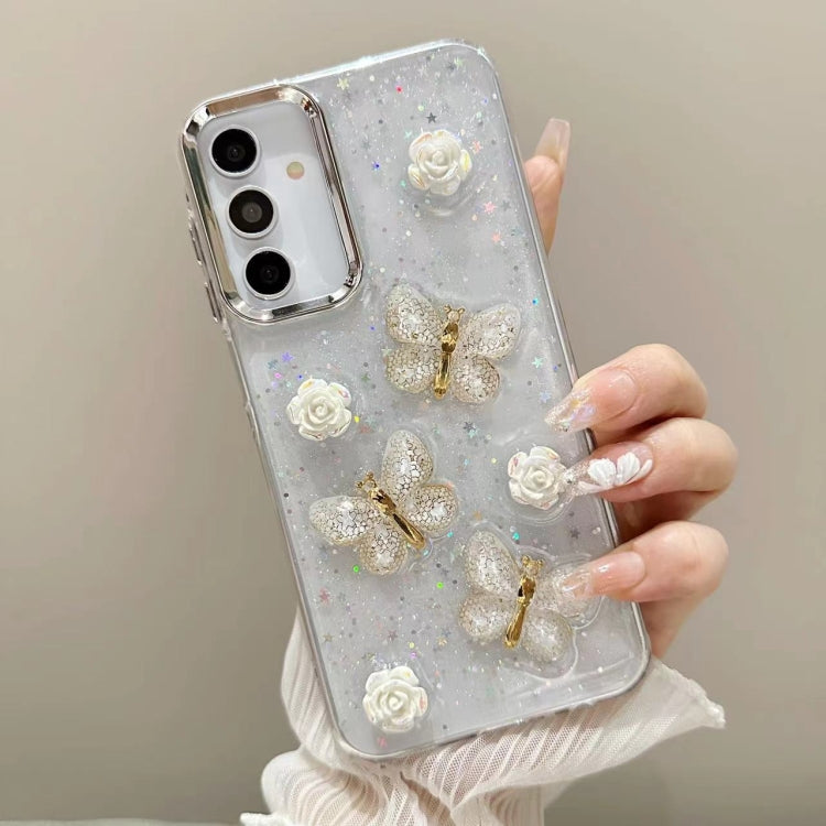 For Samsung Galaxy S25 Ultra 5G Three-dimensional Butterfly Glitter TPU  Phone Case(Gold) - Galaxy S25 Ultra 5G Cases by buy2fix | Online Shopping UK | buy2fix