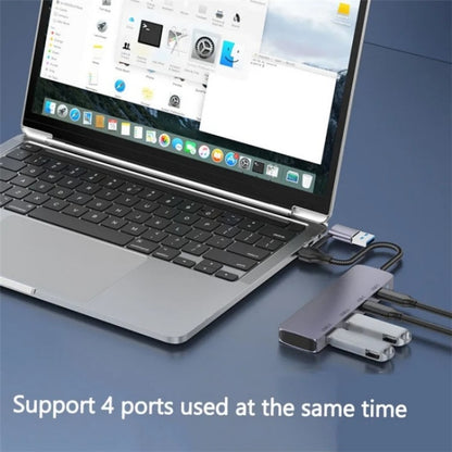 T-32C 2-in-1 Cable USB 3.0 + Type-C 4-port Hub Aluminum Alloy Docking Station - USB 3.0 HUB by buy2fix | Online Shopping UK | buy2fix