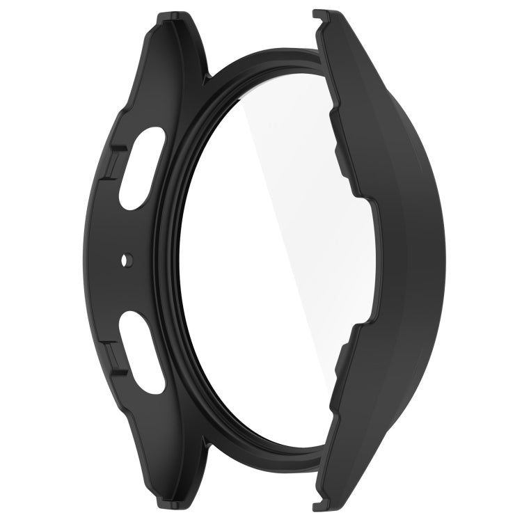 For Samsung Galaxy Watch 7 44mm PC+Tempered Film Integrated Waterproof Watch Protective Case(Matte Black) - Watch Cases by buy2fix | Online Shopping UK | buy2fix
