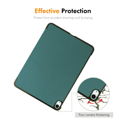 For iPad Air 13 2024 ENKAY Tri-fold Custer Texture Platic Leather Smart Tablet Case(Dark Green) - iPad Air 13 2024 Cases by ENKAY | Online Shopping UK | buy2fix