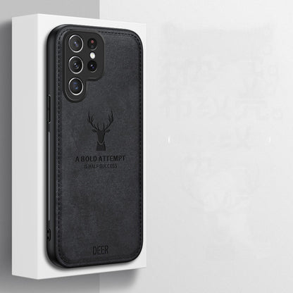 For Samsung Galaxy S25 Ultra 5G Deer Head Cloth Skin All-inclusive Phone Case(Black) - Galaxy S25 Ultra 5G Cases by buy2fix | Online Shopping UK | buy2fix