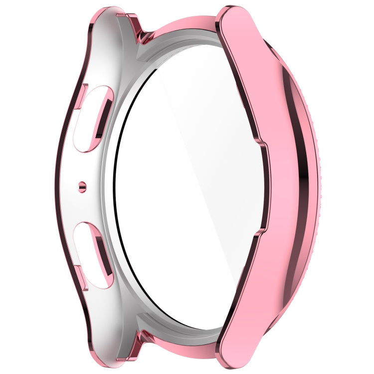 For Samsung Galaxy Watch 7 44mm Single Row Diamond PC + Tempered Film Integrated Watch Protective Case(Pink) - Watch Cases by buy2fix | Online Shopping UK | buy2fix