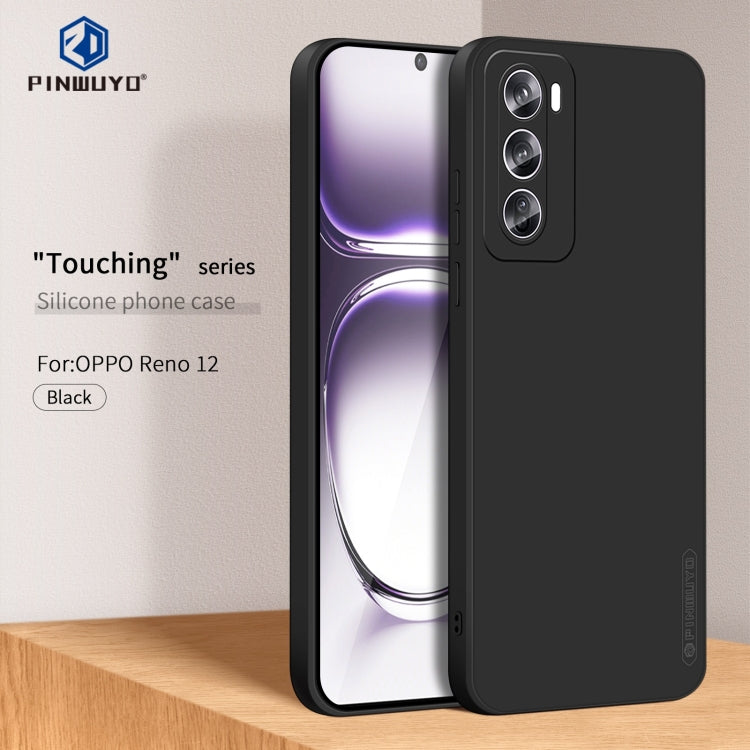 For OPPO Reno12 Global PINWUYO Sense Series Liquid Silicone TPU Phone Case(Black) - Reno12 Cases by PINWUYO | Online Shopping UK | buy2fix