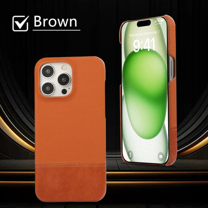 For iPhone 16 Plus Stitching Cloth PU Shockproof Phone Case(Brown) - iPhone 16 Plus Cases by buy2fix | Online Shopping UK | buy2fix