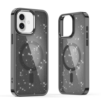 For iPhone 16 Glitter MagSafe Shockproof Phone Case(Black) - iPhone 16 Cases by buy2fix | Online Shopping UK | buy2fix