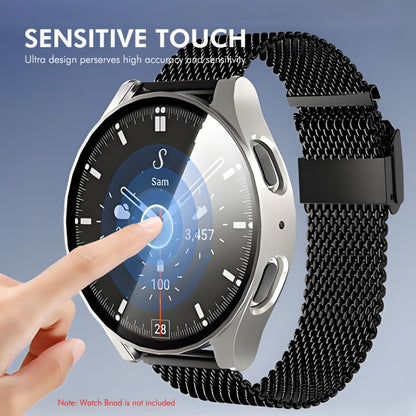 For Samsung Galaxy Watch7 40mm ENKAY Hat-Prince Full Coverage PC + Tempered Glass Film Integrated Watch Case(Silver) - Watch Cases by ENKAY | Online Shopping UK | buy2fix