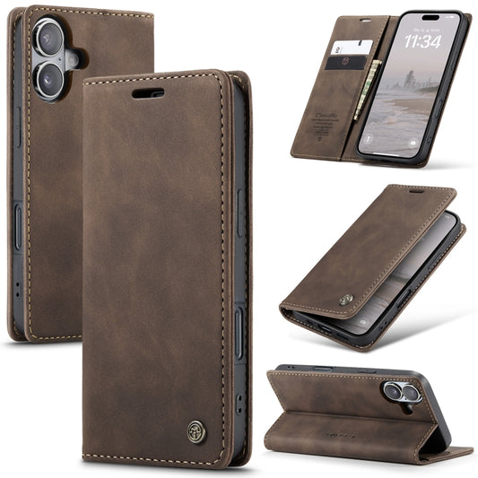 For iPhone 16 CaseMe 013 Multifunctional Horizontal Flip Leather Phone Case(Brown) - iPhone 16 Cases by CaseMe | Online Shopping UK | buy2fix