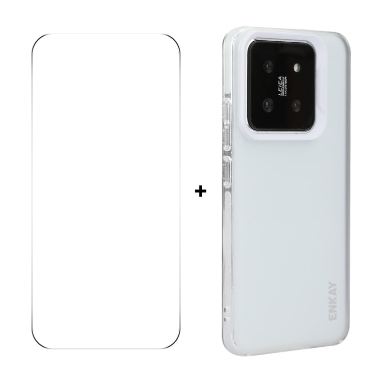 For Xiaomi 14 ENKAY Hat-Prince Translucent Matte TPU Soft Phone Case + 9H Big Arc Edge Film(White) - 14 Cases by ENKAY | Online Shopping UK | buy2fix