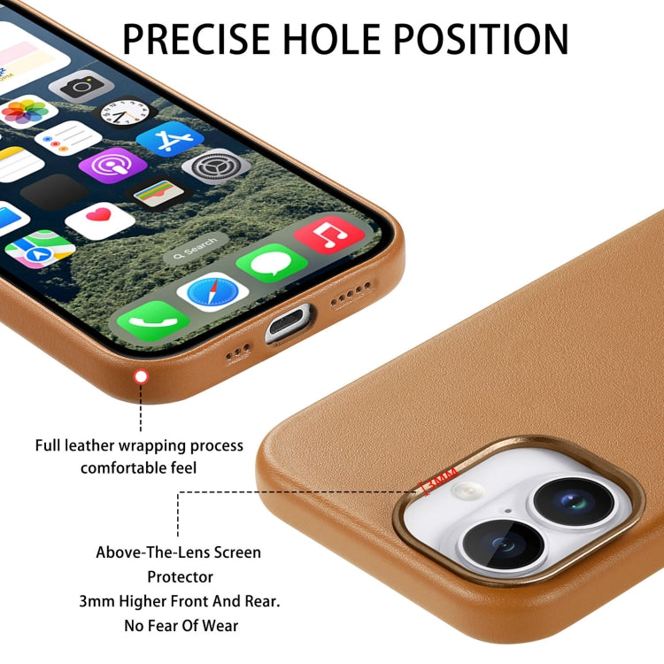 For iPhone 16 Electroplated Metal Button Shockproof Phone Case(Brown) - iPhone 16 Cases by buy2fix | Online Shopping UK | buy2fix