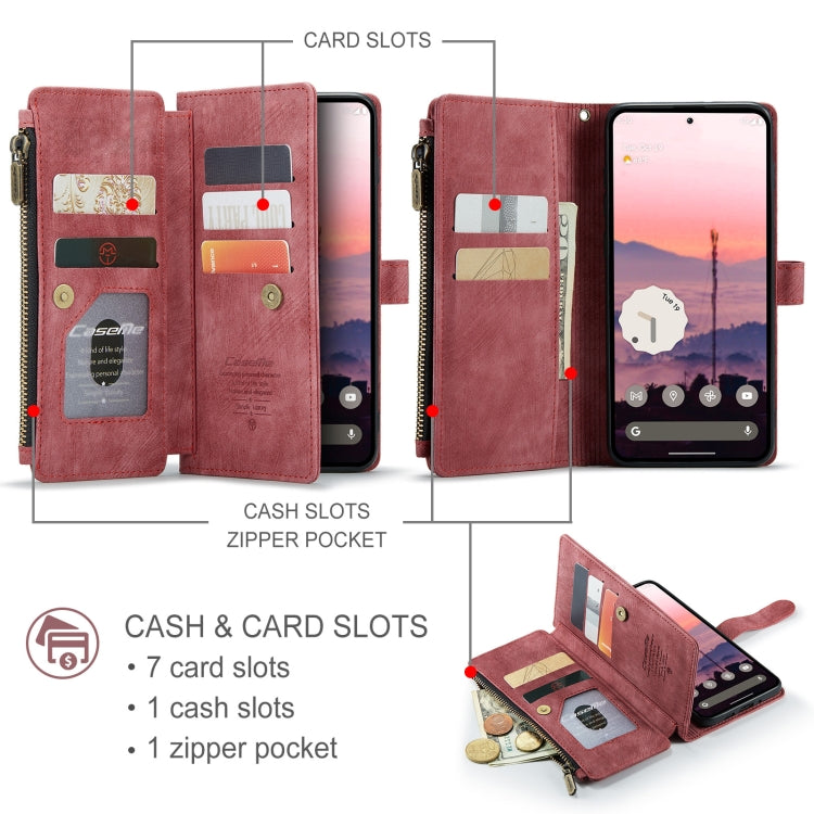 For Google Pixel 9 / 9 Pro CaseMe C30 Card Slots Zipper Wallet Leather Phone Case(Wine) - Google Cases by CaseMe | Online Shopping UK | buy2fix