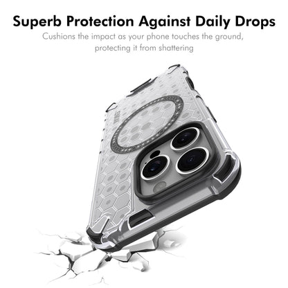 For iPhone 16 Pro Max ENKAY Hat-Prince Honeycomb MagSafe Shockproof Phone Case with Large Arc Edge Film(White) - iPhone 16 Pro Max Cases by ENKAY | Online Shopping UK | buy2fix