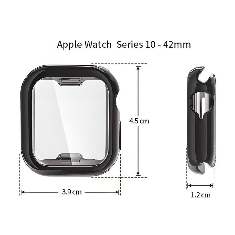 For Apple Watch Series 10 42mm ENKAY Hat-Prince Electroplated Soft TPU Case with Screen Film(Black) - Watch Cases by ENKAY | Online Shopping UK | buy2fix