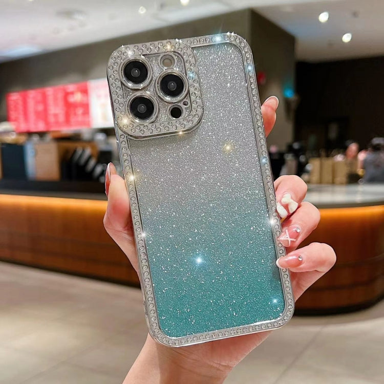 For iPhone 16 Pro Max Diamond Gradient Glitter Plated TPU Phone Case(Green) - iPhone 16 Pro Max Cases by buy2fix | Online Shopping UK | buy2fix