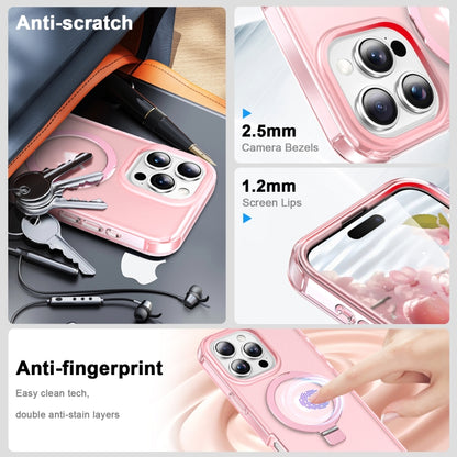 For iPhone 16 Pro Max Frosted Skin Feel MagSafe Holder 360 Full Body Phone Case(Pink) - iPhone 16 Pro Max Cases by buy2fix | Online Shopping UK | buy2fix